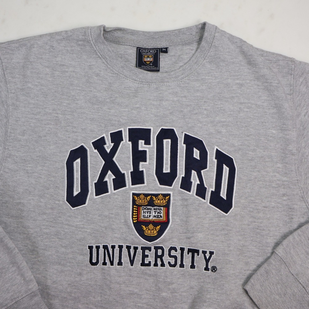 Oxford University Grey Embroidered Crest Crewneck Sweatshirt Mens Medium M